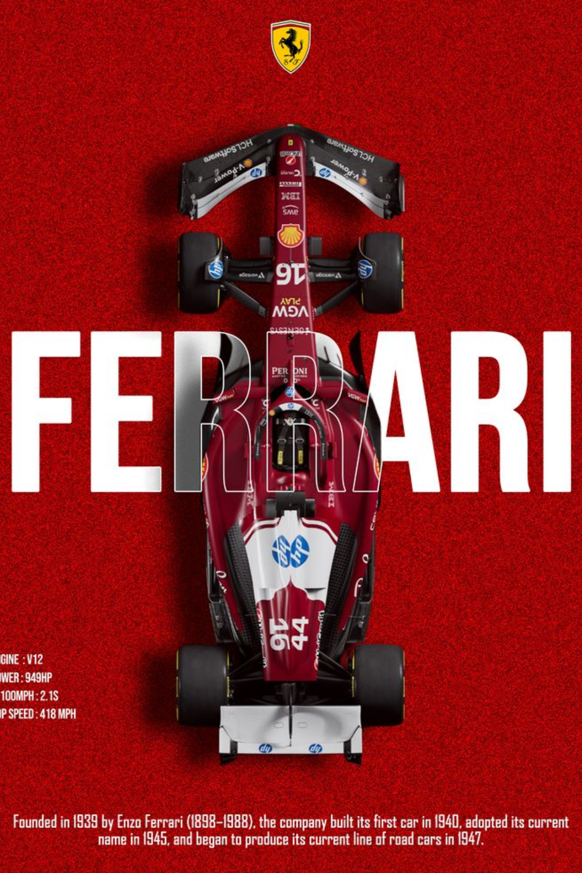 Ferrari F1 Car Poster