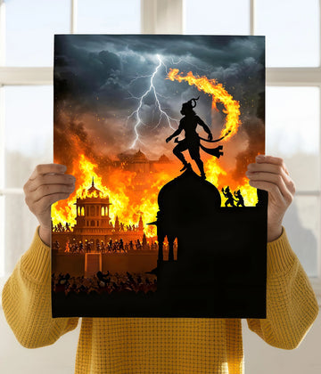 Hanuman Ji Burns Lanka – Ramayana Wall Poster