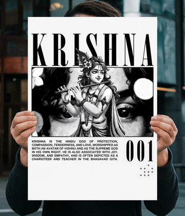 Lord Krishna Minimal Aesthetic Devotional Poster