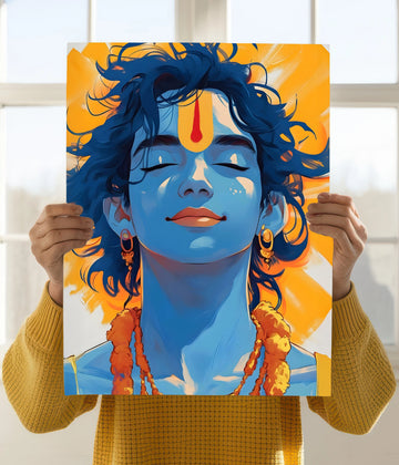 Lord Krishna Smiling in Silence – Divine Wall Poster