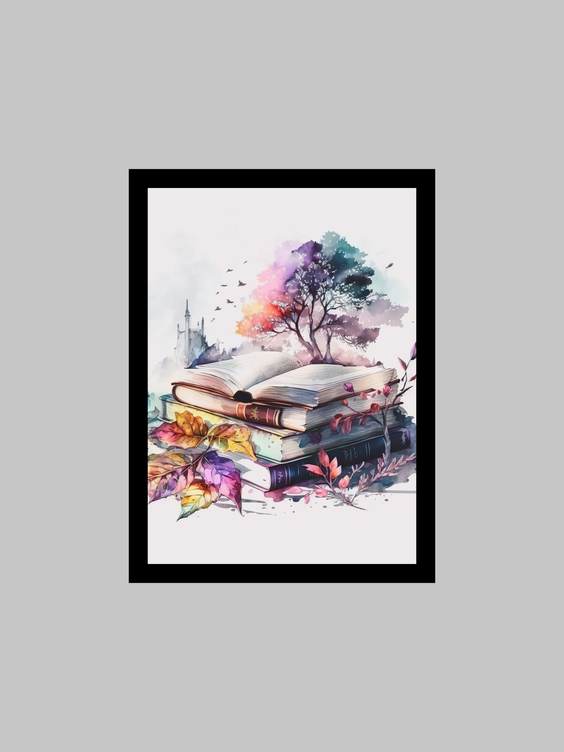 Books & Flowers Nature Poster