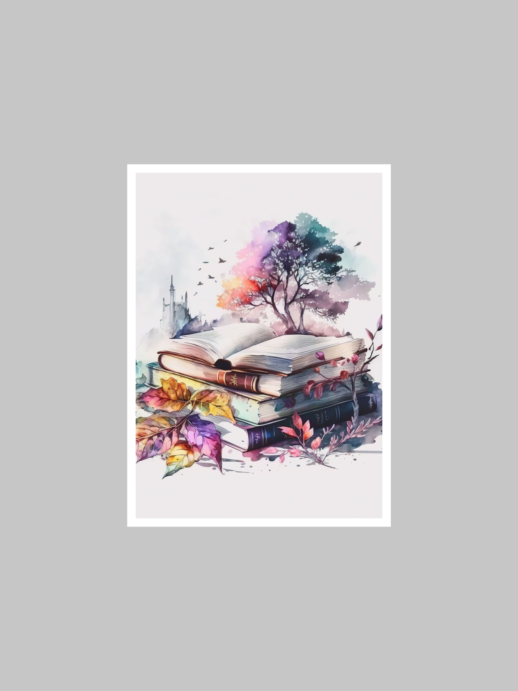 Books & Flowers Nature Poster